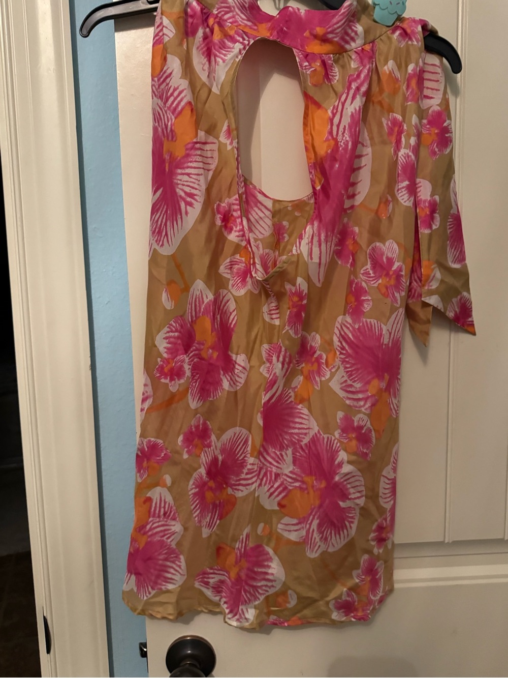 Cache Pink Floral Halter Tunic with Tan Accents - Picture 7 of 11